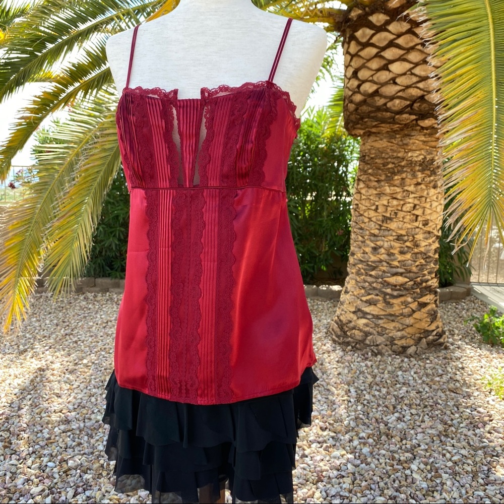 WHBM Red Silk and Lace Camisole Size S